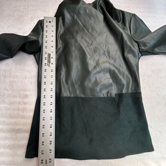 Alfani Womens Open Front Faux Leather Suede Jacket Medium Dark Forest New $89 - Picture 8 of 8